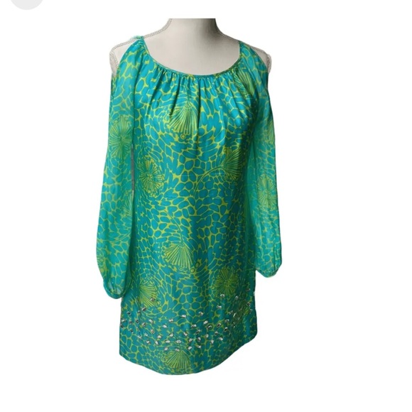 NWT Lilly Pulitzer "Chauncey" Turquoise Jeweled Dress - Picture 2 of 8